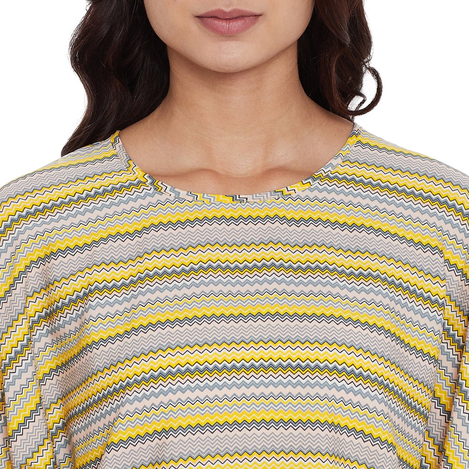 The Kaftan Company Tops Yellow Zigzag Printed Kaftan Top - (Clearance - Final Sale)