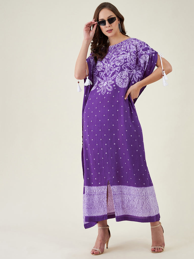 Purple Flora Shibori Tiedye Kaftan Dress
