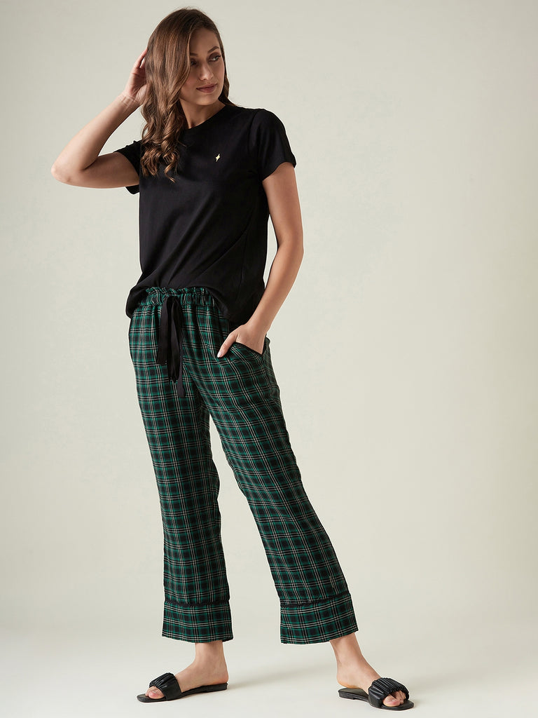 Green plaid lounge set with t-shirt