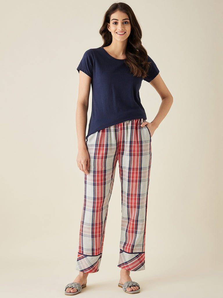 Red and Blue Thick Cotton Plaid Pajama