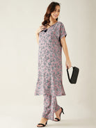 The Kaftan Company Co-ord Mauve Floral Printed Co-ord Set (Final Sale)