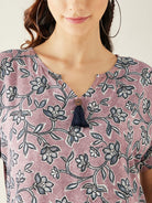 The Kaftan Company Co-ord Mauve Floral Printed Co-ord Set (Final Sale)