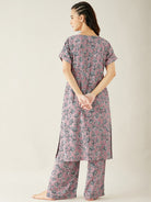 The Kaftan Company Co-ord Mauve Floral Printed Co-ord Set (Final Sale)