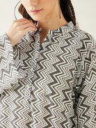The Kaftan Company Co-ord White Geometric Printed Co-ord Set