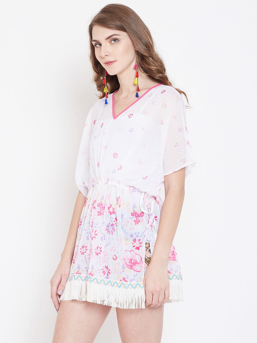 The Kaftan Company Cover-Up FLORAL PRINTED KAFTAN TOP - (Clearance - Final Sale)