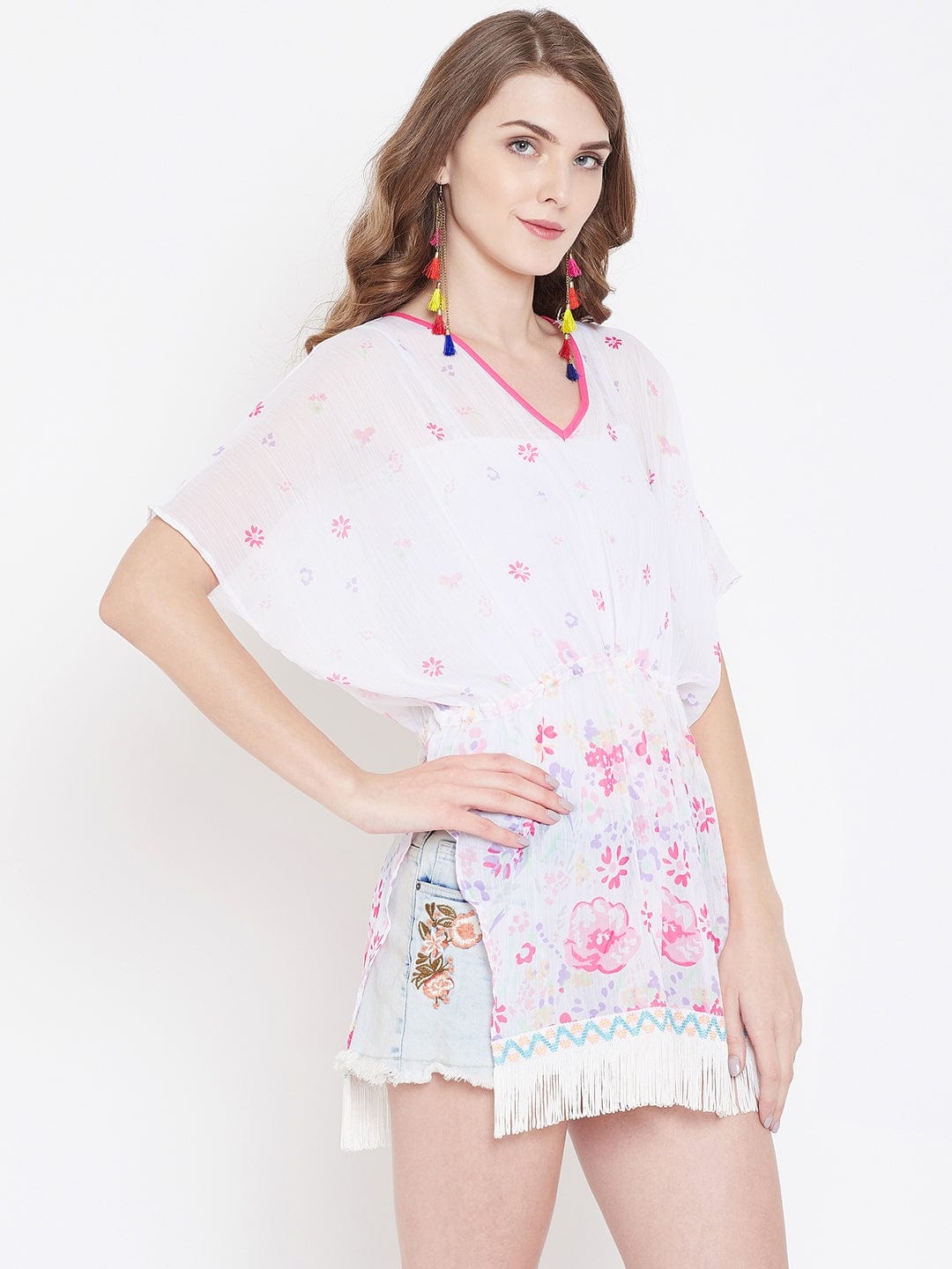 The Kaftan Company Cover-Up FLORAL PRINTED KAFTAN TOP - (Clearance - Final Sale)