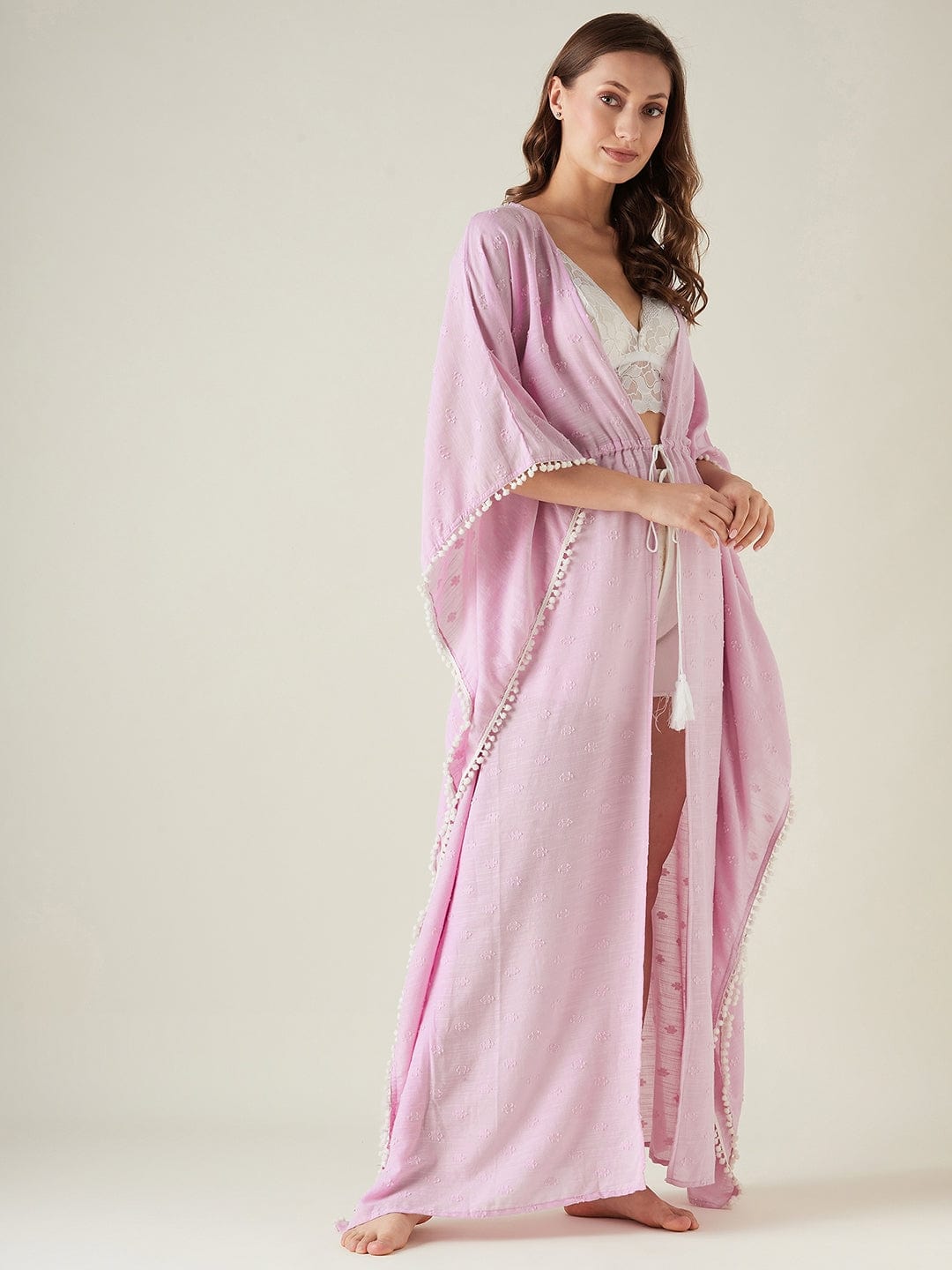 The Kaftan Company Cover-Up Lilac cotton resort cover-up kaftan