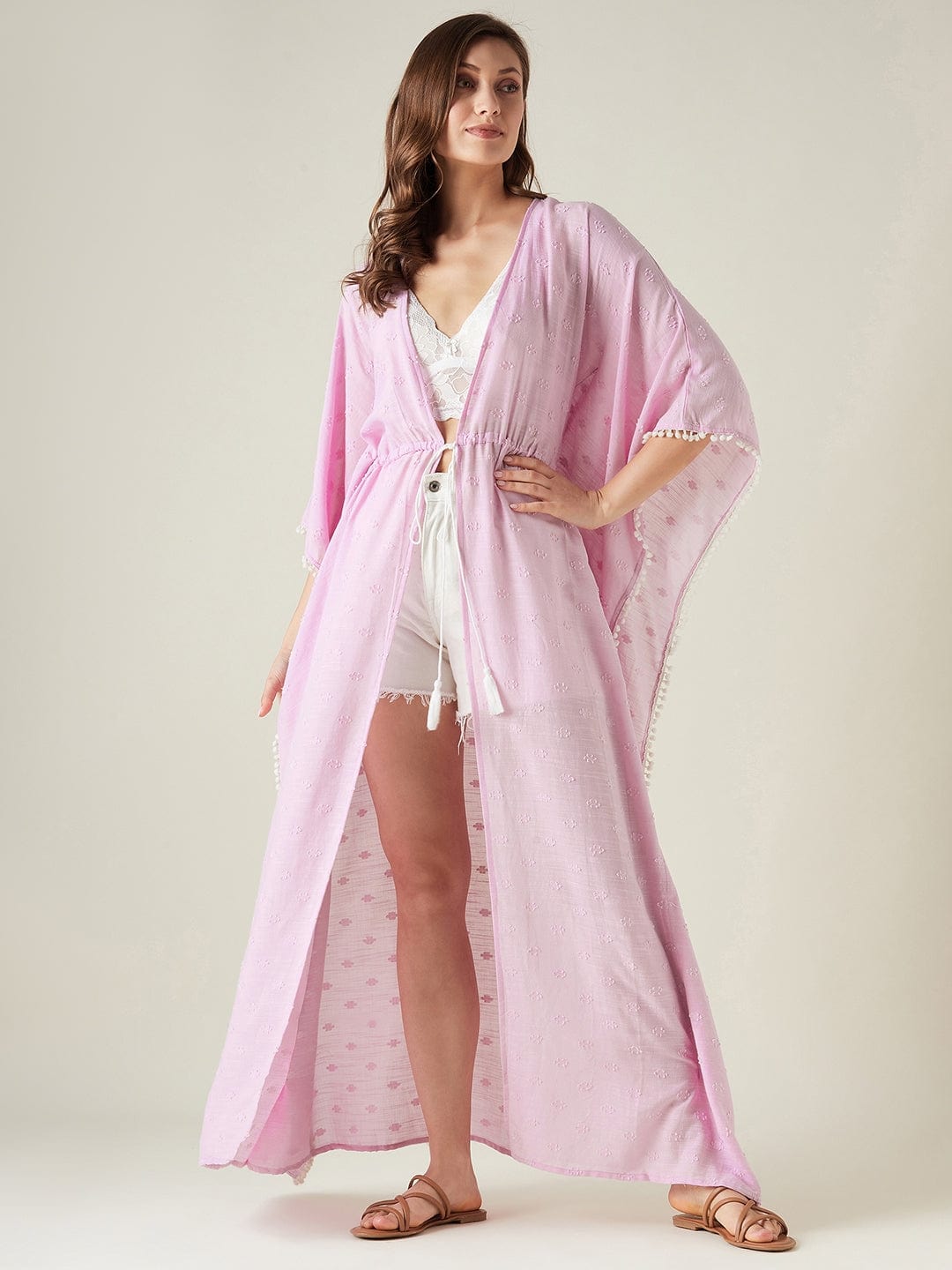 The Kaftan Company Cover-Up Lilac cotton resort cover-up kaftan