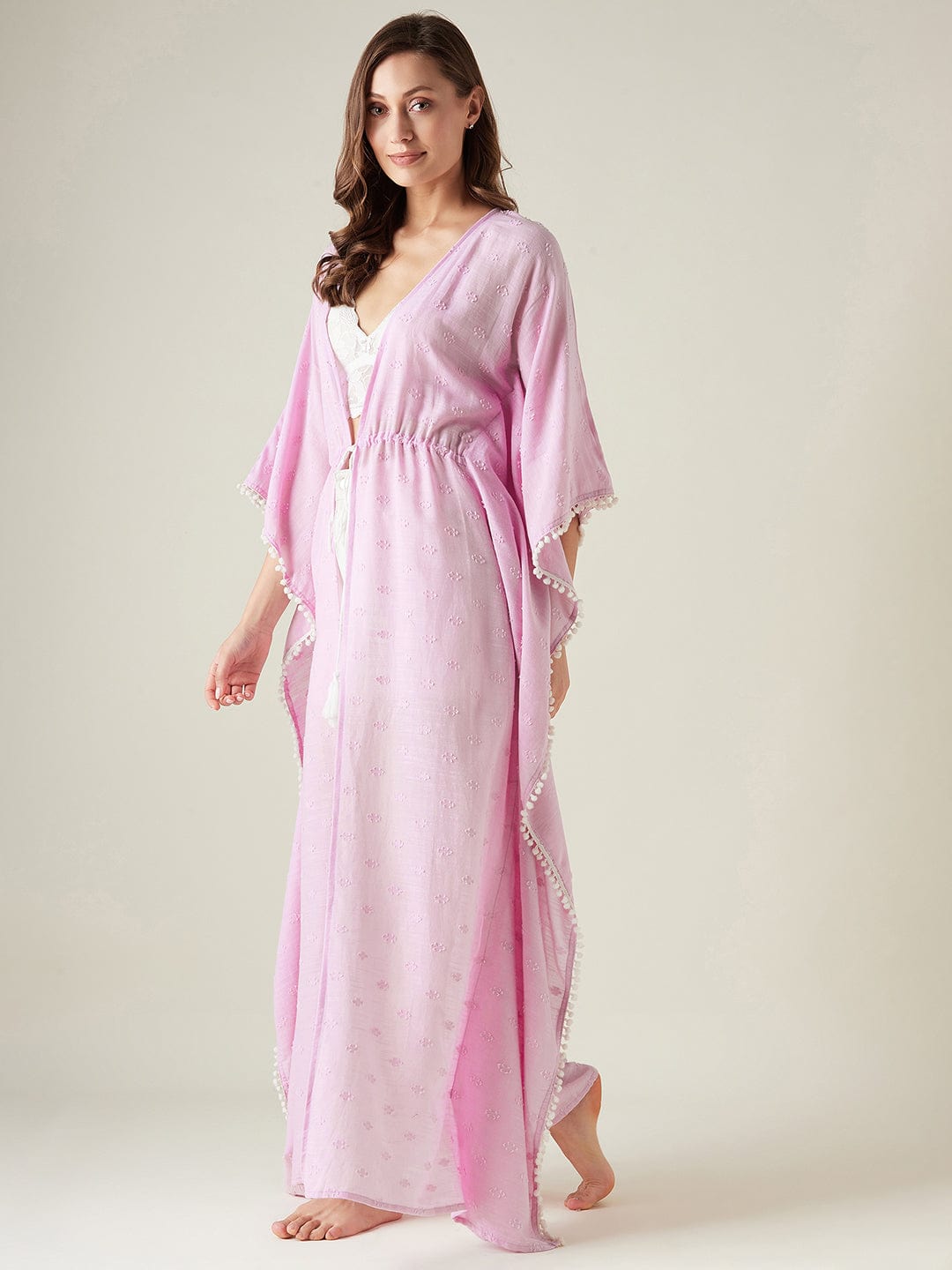 The Kaftan Company Cover-Up Lilac cotton resort cover-up kaftan