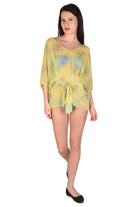 The Kaftan Company Cover-Up One Size Yellow Embellished Beachwear Cover-Up - (Clearance - Final Sale)