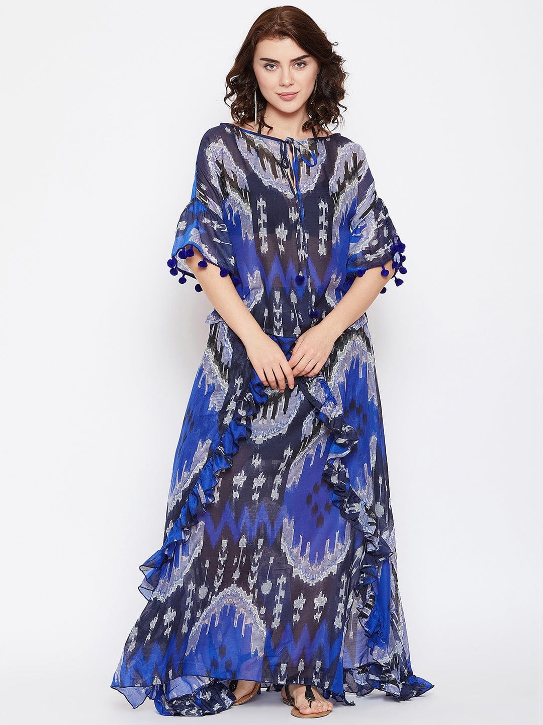 The Kaftan Company Cover-Up S DEEP SEA BLUE MAXI BEACH SKIRT AND TOP - (Clearance - Final Sale)