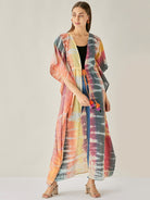The Kaftan Company Cover-Up Tie-dye Cotton Long Jacket Kaftan