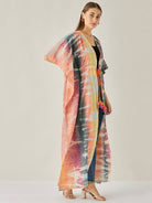 The Kaftan Company Cover-Up Tie-dye Cotton Long Jacket Kaftan