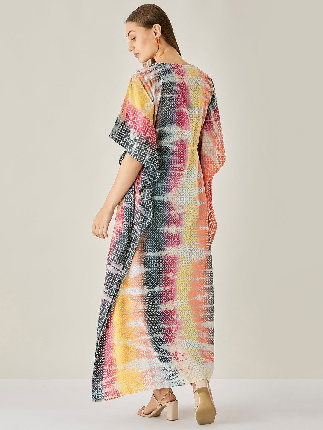 The Kaftan Company Cover-Up Tie-dye Cotton Long Jacket Kaftan