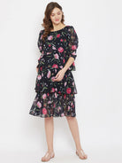 The Kaftan Company Dresses Floral Georgette Black Layered Maternity Dress - (Clearance - Final Sale)