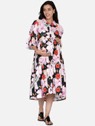 The Kaftan Company Dresses Forest Floral Shirt Collar Maternity and Nursing Dress