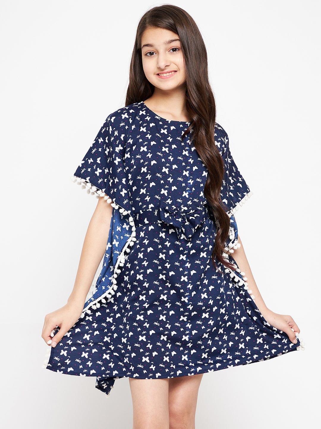 The Kaftan Company Dresses Girls Navy Blue Butterfly Kaftan Dress