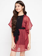 The Kaftan Company Dresses Girls Red Leaves Yoke Kaftan Dress