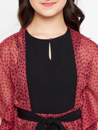 The Kaftan Company Dresses Girls Red Leaves Yoke Kaftan Dress