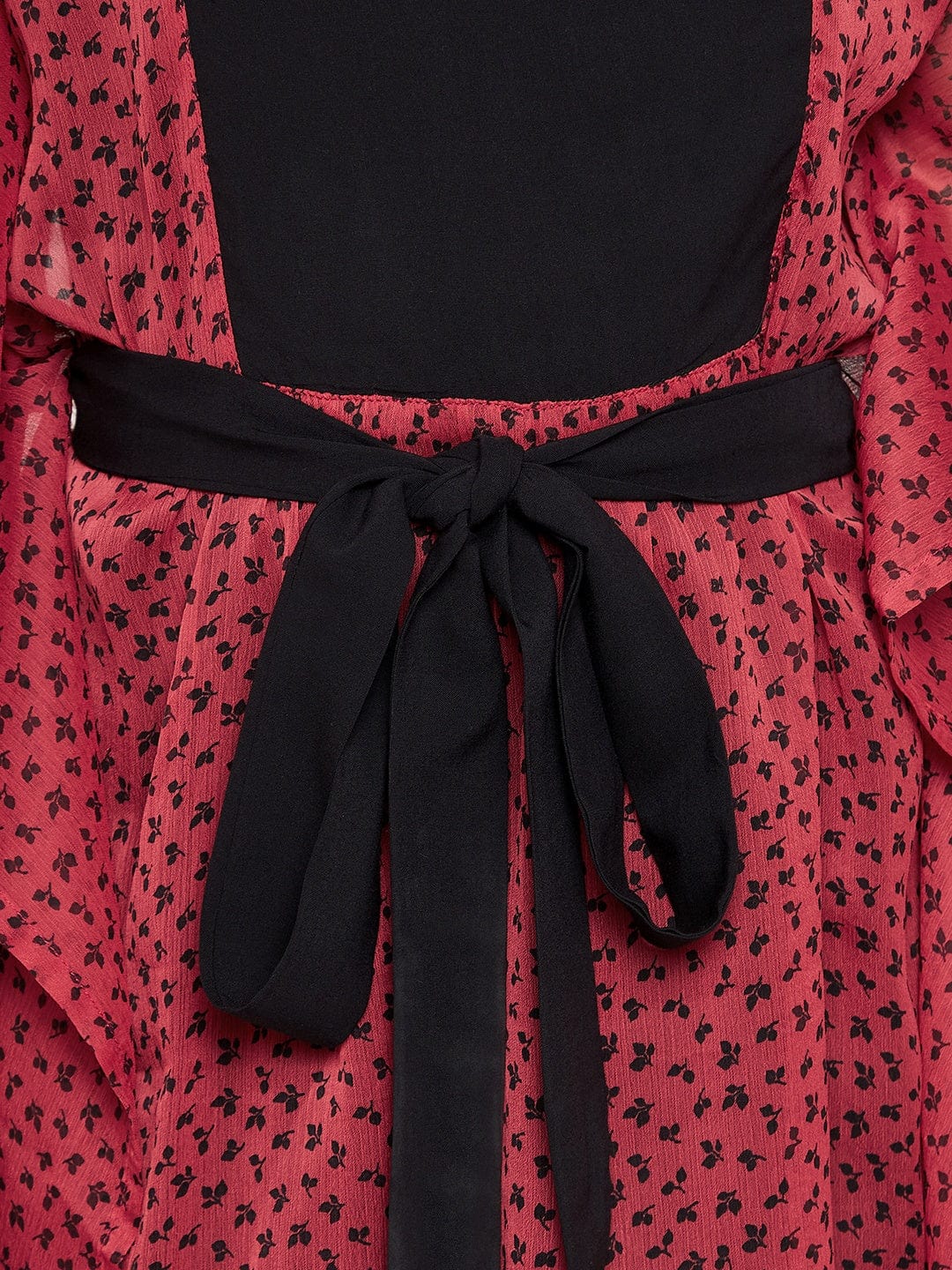 The Kaftan Company Dresses Girls Red Leaves Yoke Kaftan Dress