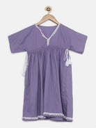 The Kaftan Company Dresses Girls VIOLET PRINTED KAFTAN DRESS WITH POMPOMS
