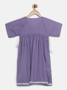 The Kaftan Company Dresses Girls VIOLET PRINTED KAFTAN DRESS WITH POMPOMS