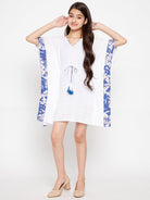 The Kaftan Company Dresses Girls White And Blue Floral Kaftan Dress
