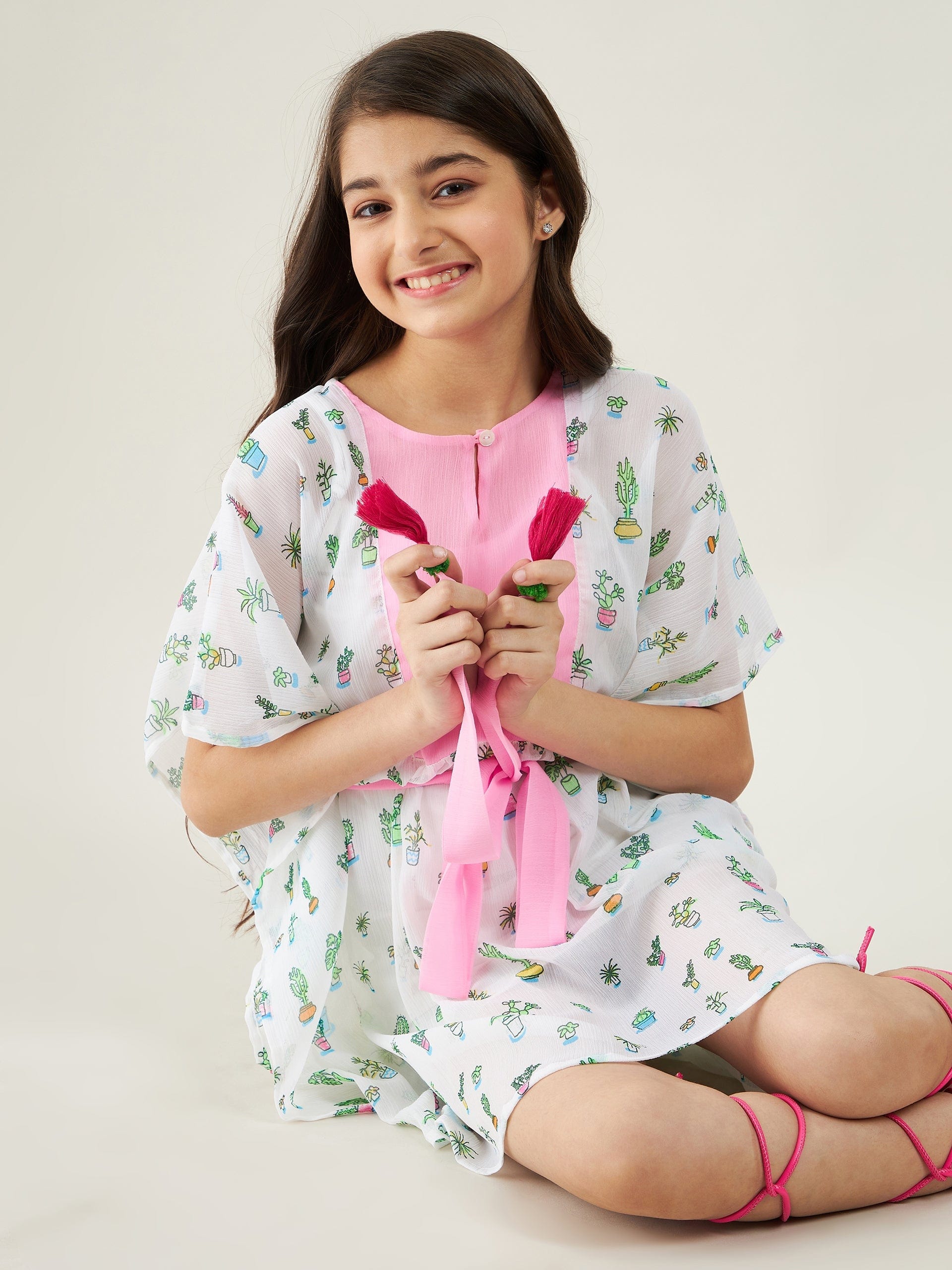 The Kaftan Company Dresses Girls White Cactus Party Kaftan Dress