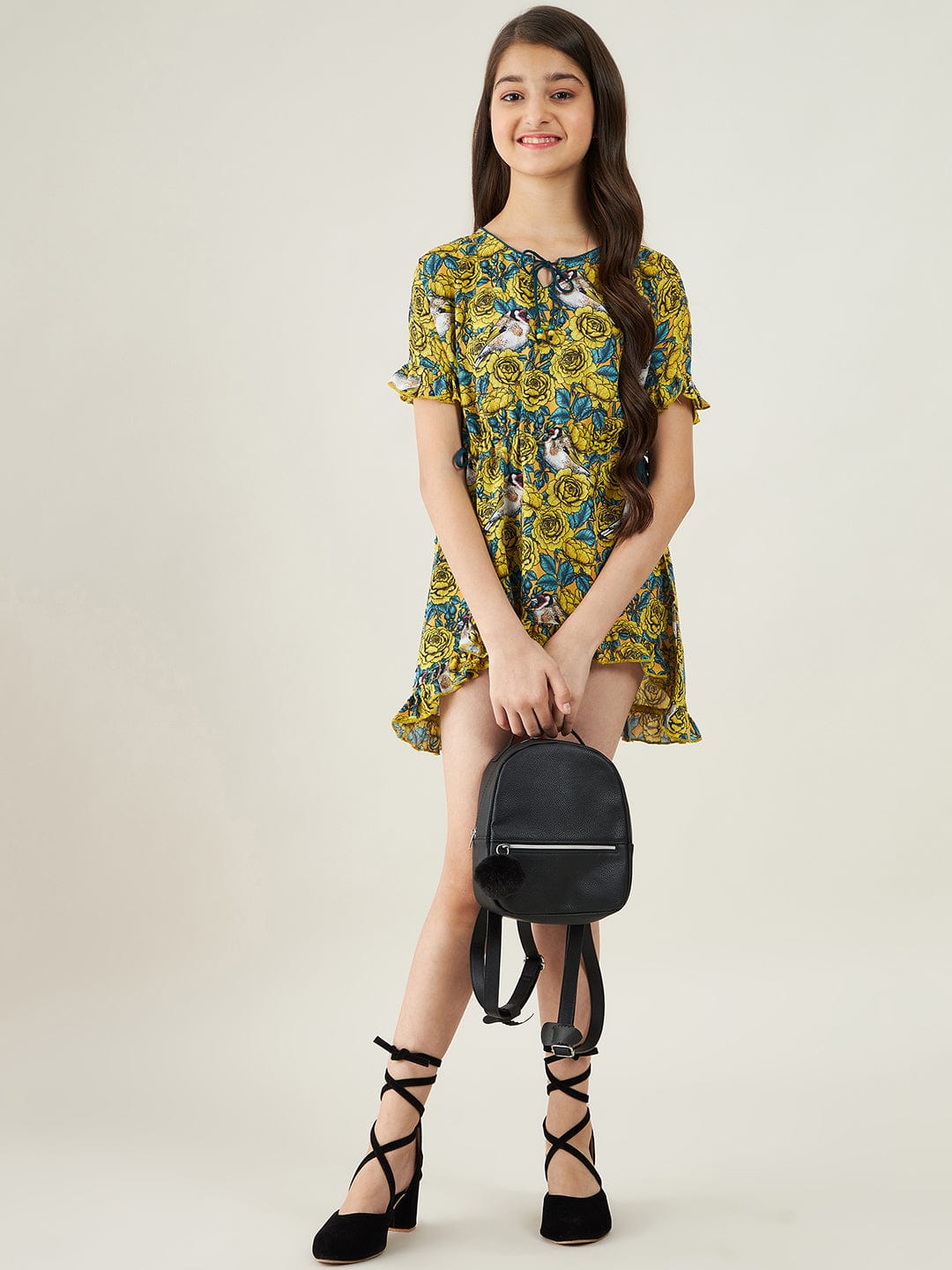 The Kaftan Company Dresses Girls Yellow Floral Burst Kaftan Dress