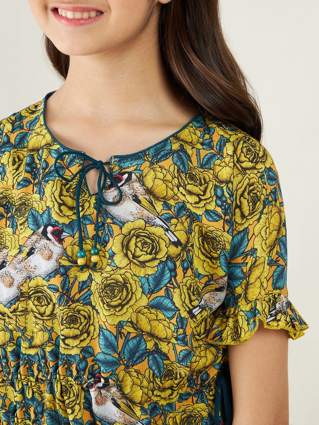 The Kaftan Company Dresses Girls Yellow Floral Burst Kaftan Dress