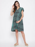 The Kaftan Company Dresses Green Animal Print Maternity Wrap Dress - (Clearance - Final Sale)