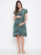 The Kaftan Company Dresses Green Animal Print Maternity Wrap Dress - (Clearance - Final Sale)