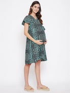 The Kaftan Company Dresses Green Animal Print Maternity Wrap Dress - (Clearance - Final Sale)