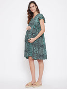 The Kaftan Company Dresses Green Animal Print Maternity Wrap Dress - (Clearance - Final Sale)