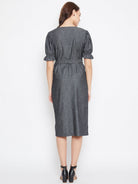 The Kaftan Company Dresses GREY DENIM WORKWEAR DRESS WITH BELT(Final Sale)