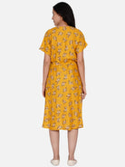 The Kaftan Company Dresses Mustard Floral Print Maternity Dress - (Clearance - Final Sale)