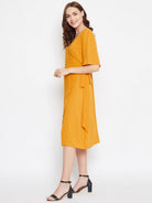 The Kaftan Company Dresses MUSTARD SOLID WORKWEAR WRAP DRESS