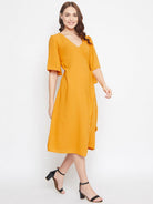 The Kaftan Company Dresses MUSTARD SOLID WORKWEAR WRAP DRESS