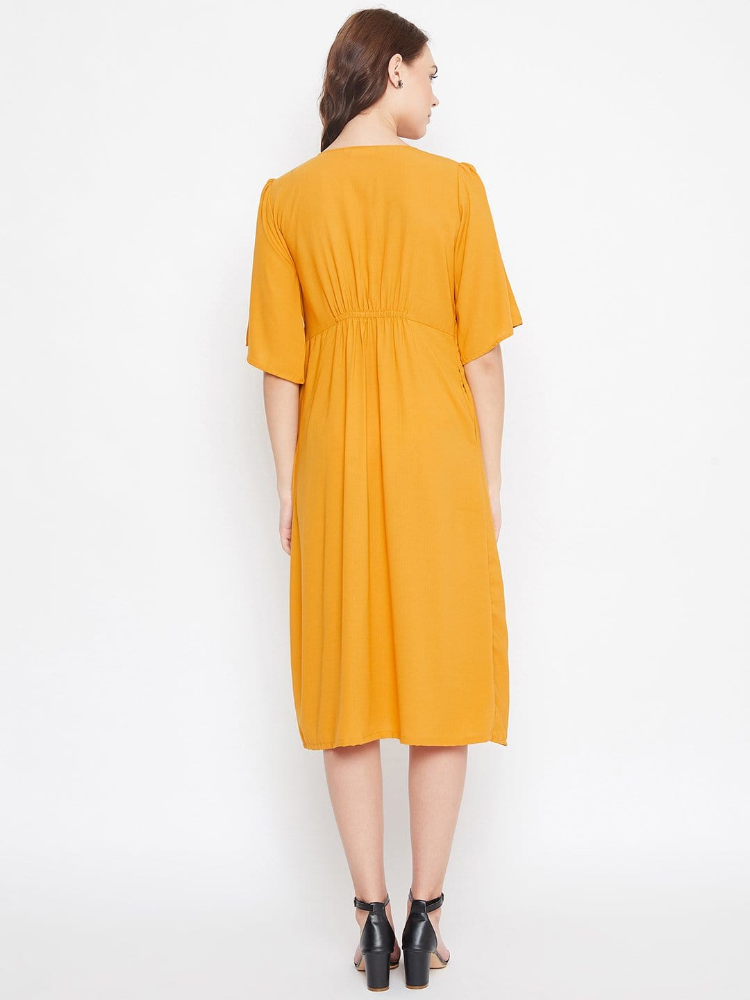 The Kaftan Company Dresses MUSTARD SOLID WORKWEAR WRAP DRESS