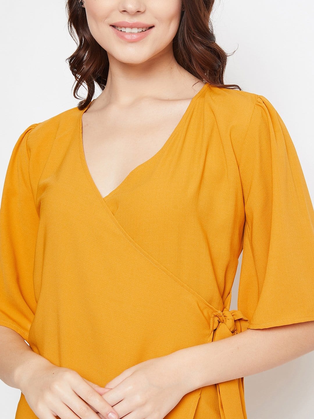 The Kaftan Company Dresses MUSTARD SOLID WORKWEAR WRAP DRESS
