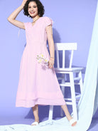 The Kaftan Company Dresses Pastel Pink Gathered Linen Lounge Dress