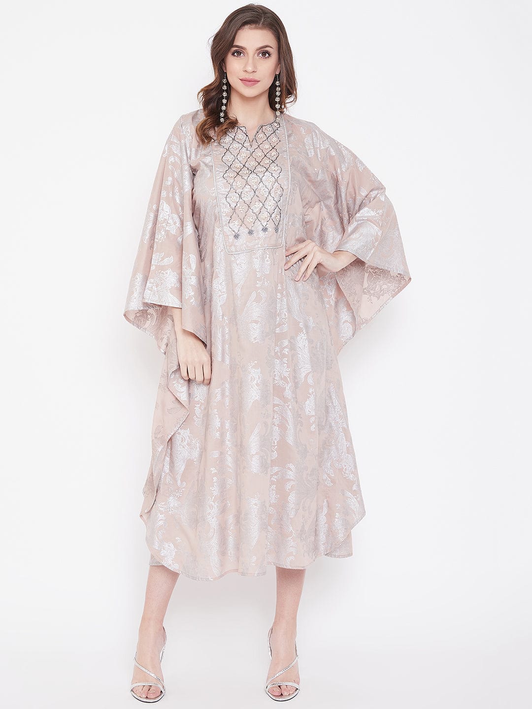 The Kaftan Company Dresses Pearl Jacquard Cotton Silk Embroidery Kaftan