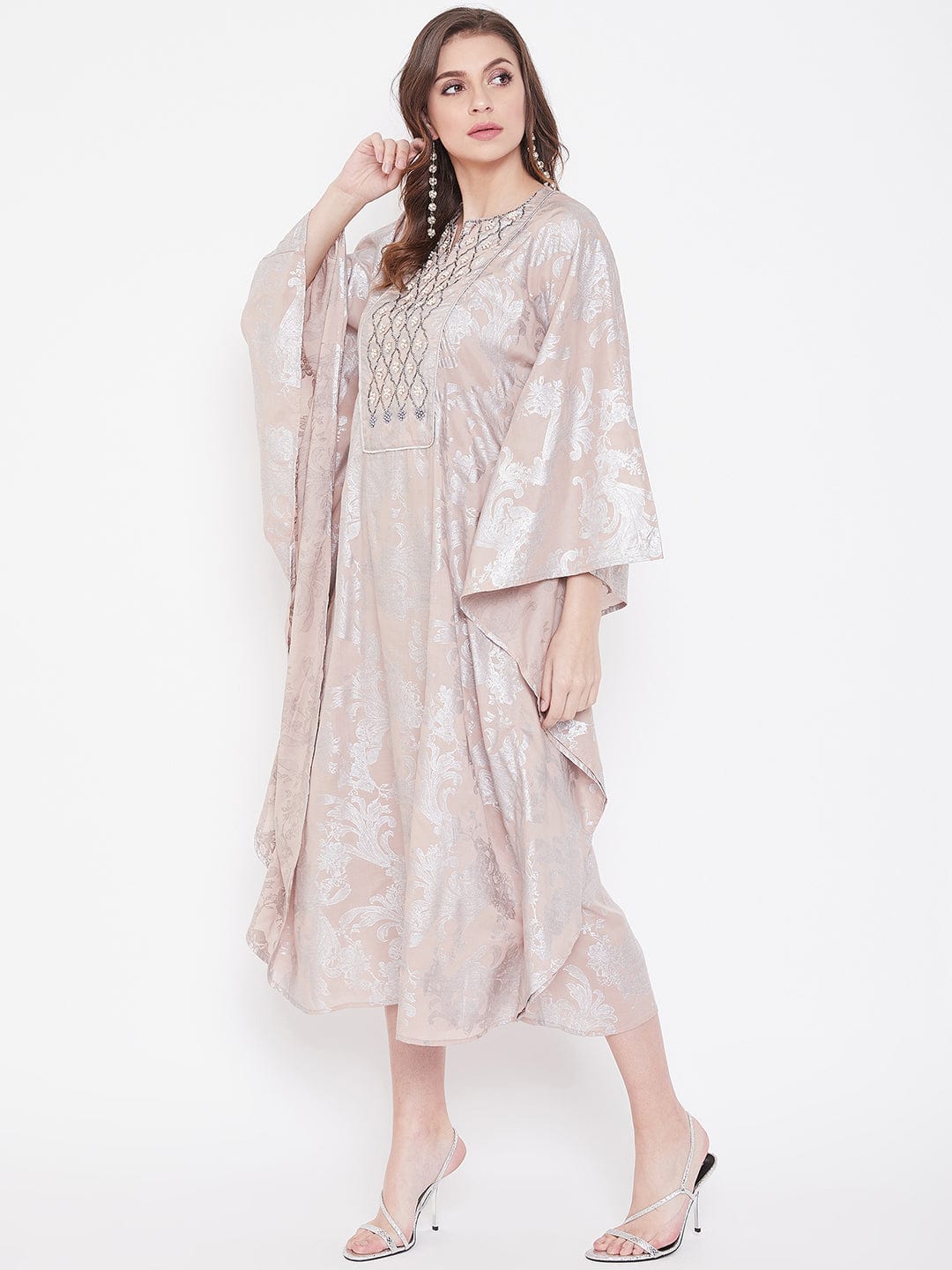 The Kaftan Company Dresses Pearl Jacquard Cotton Silk Embroidery Kaftan