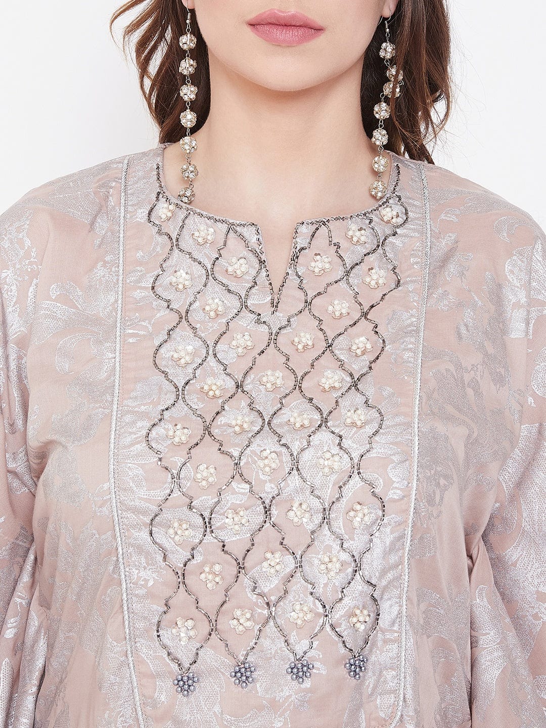 The Kaftan Company Dresses Pearl Jacquard Cotton Silk Embroidery Kaftan