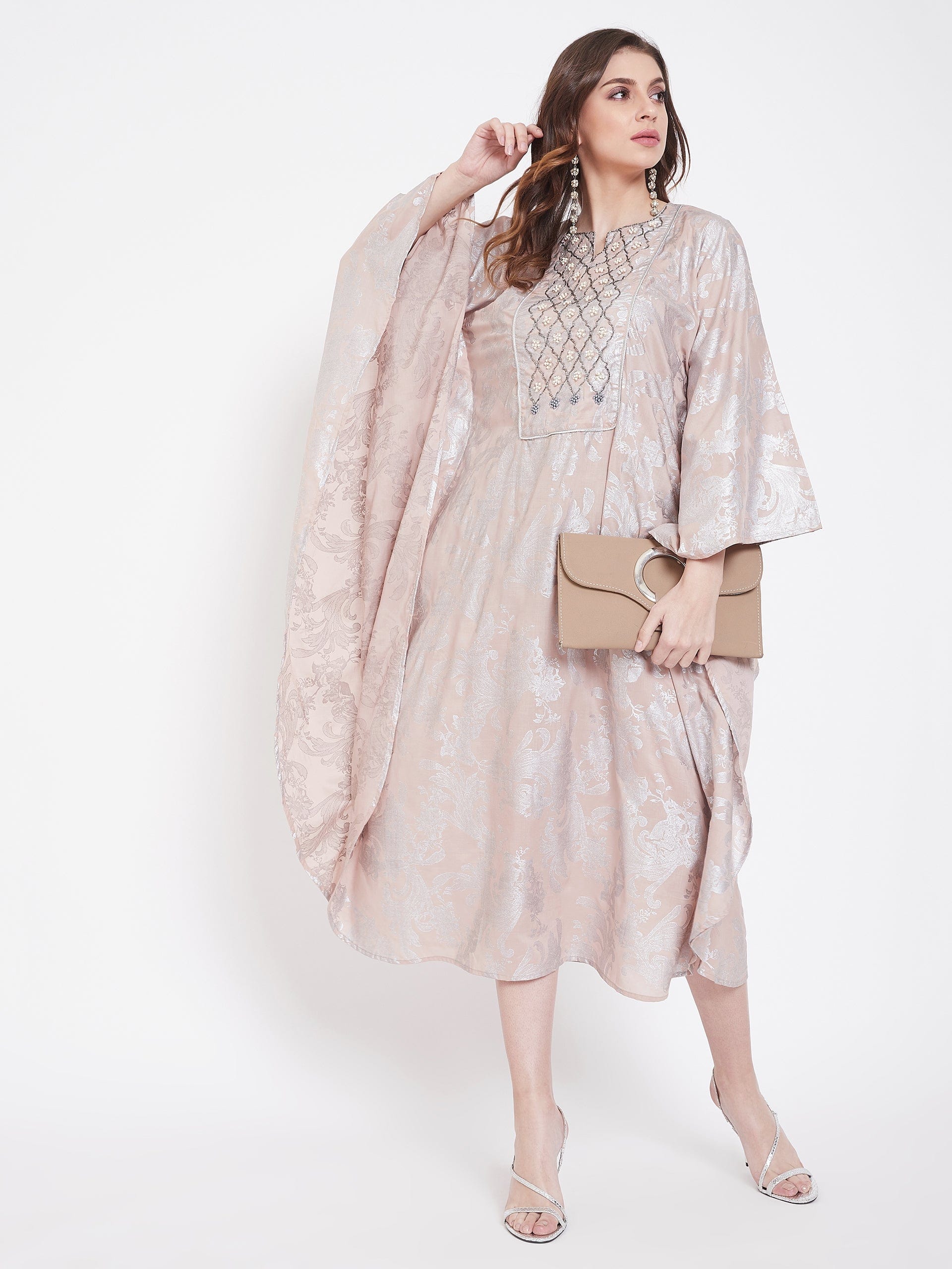 The Kaftan Company Dresses Pearl Jacquard Cotton Silk Embroidery Kaftan