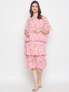 The Kaftan Company Dresses PINK FLORA LAYERED MATERNITY KAFTAN DRESS - (Final Sale)