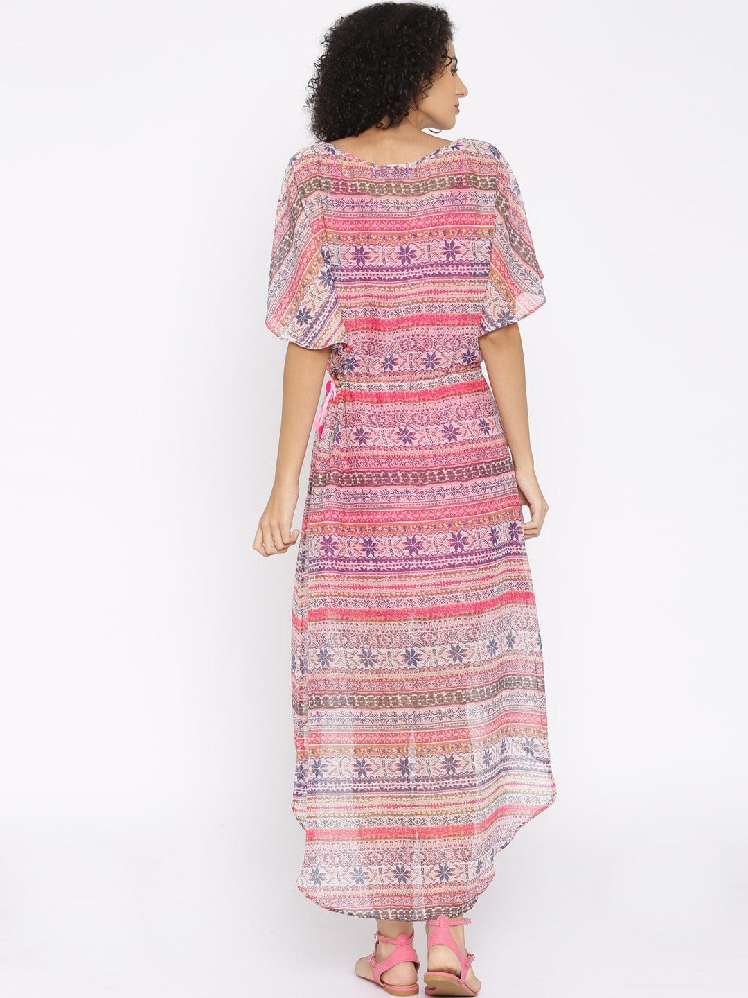 The Kaftan Company Dresses Pink Printed Hi-Low kaftan dress - (Clearance - Final Sale)