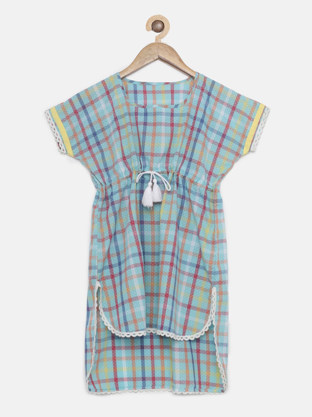 The Kaftan Company Dresses RAINBOW CHECKS KNEE LENGTH KAFTAN DRESS (Final Sale)