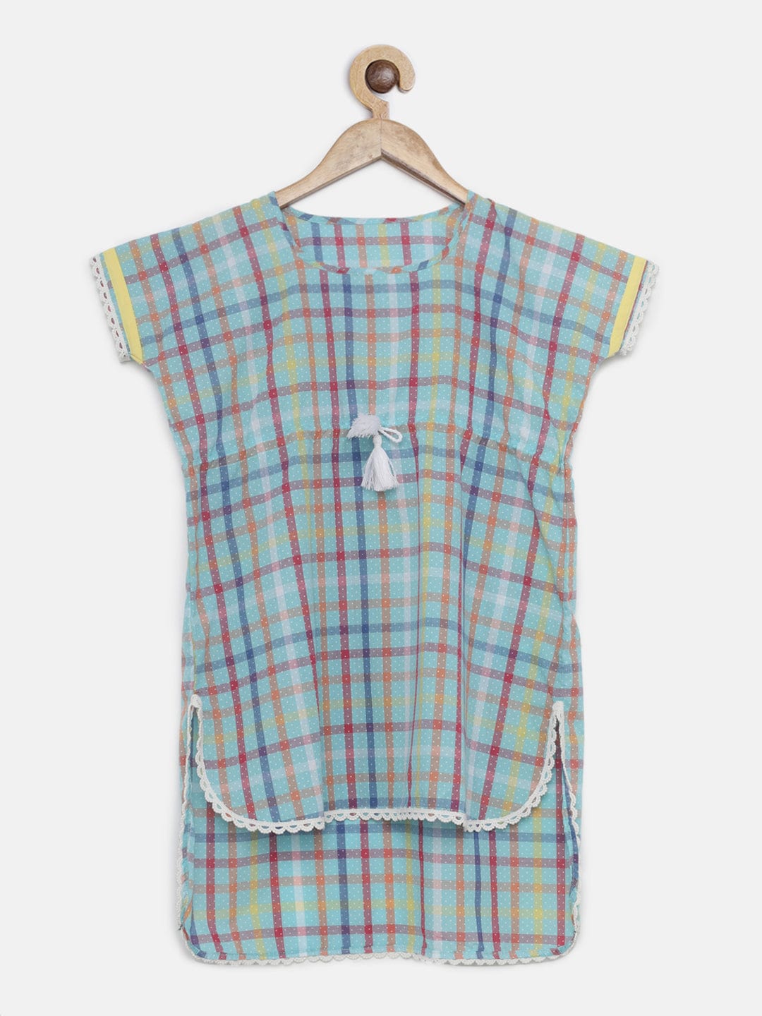 The Kaftan Company Dresses RAINBOW CHECKS KNEE LENGTH KAFTAN DRESS (Final Sale)