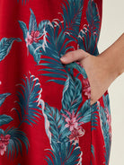 The Kaftan Company Dresses Red Tropical Paradise Casual Linen Dress